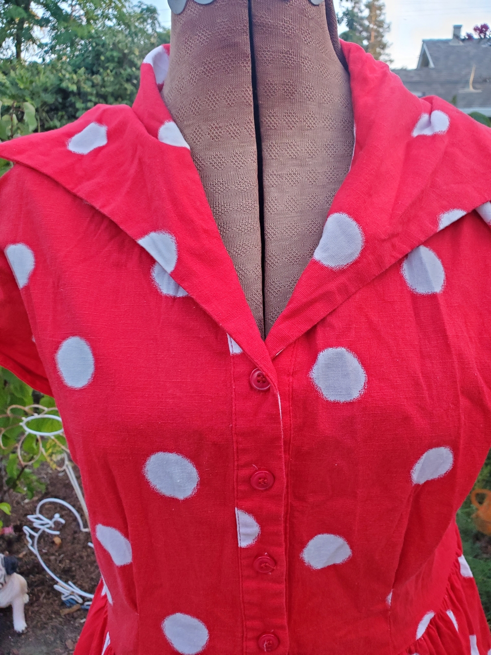 Collectif Polka Dot Midi Dress in Red & White Size XL (UK 16) - Picture 4 of 9